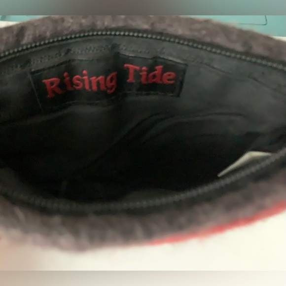 Rising Tide Colorful Striped Felt Wool Hippie Boho Zip Pouch Clutch Wallet ~ - Picture 2 of 5